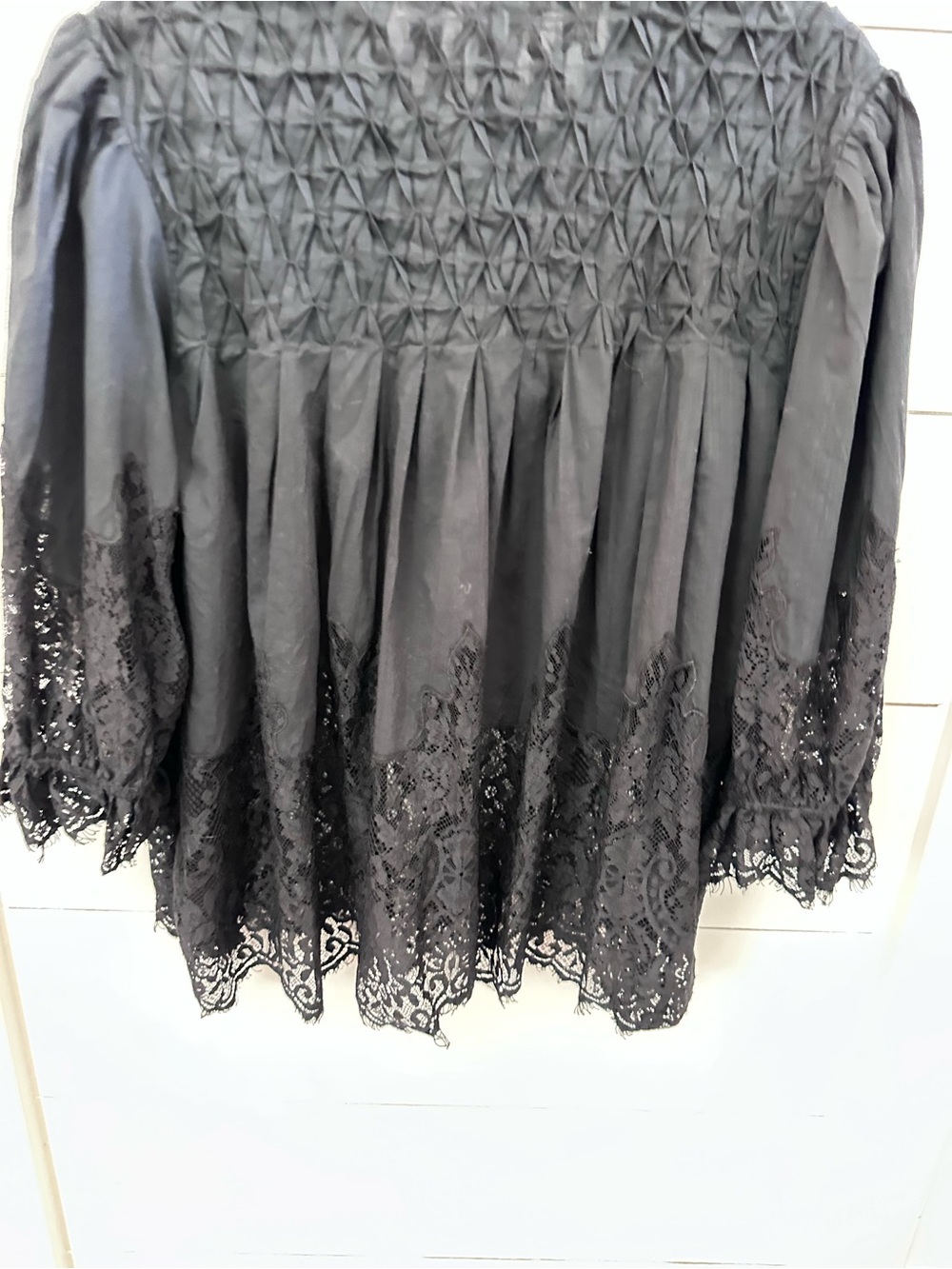 Anthropology L sheer lace black textured victorian silhouette cotton blouse - Picture 14 of 16